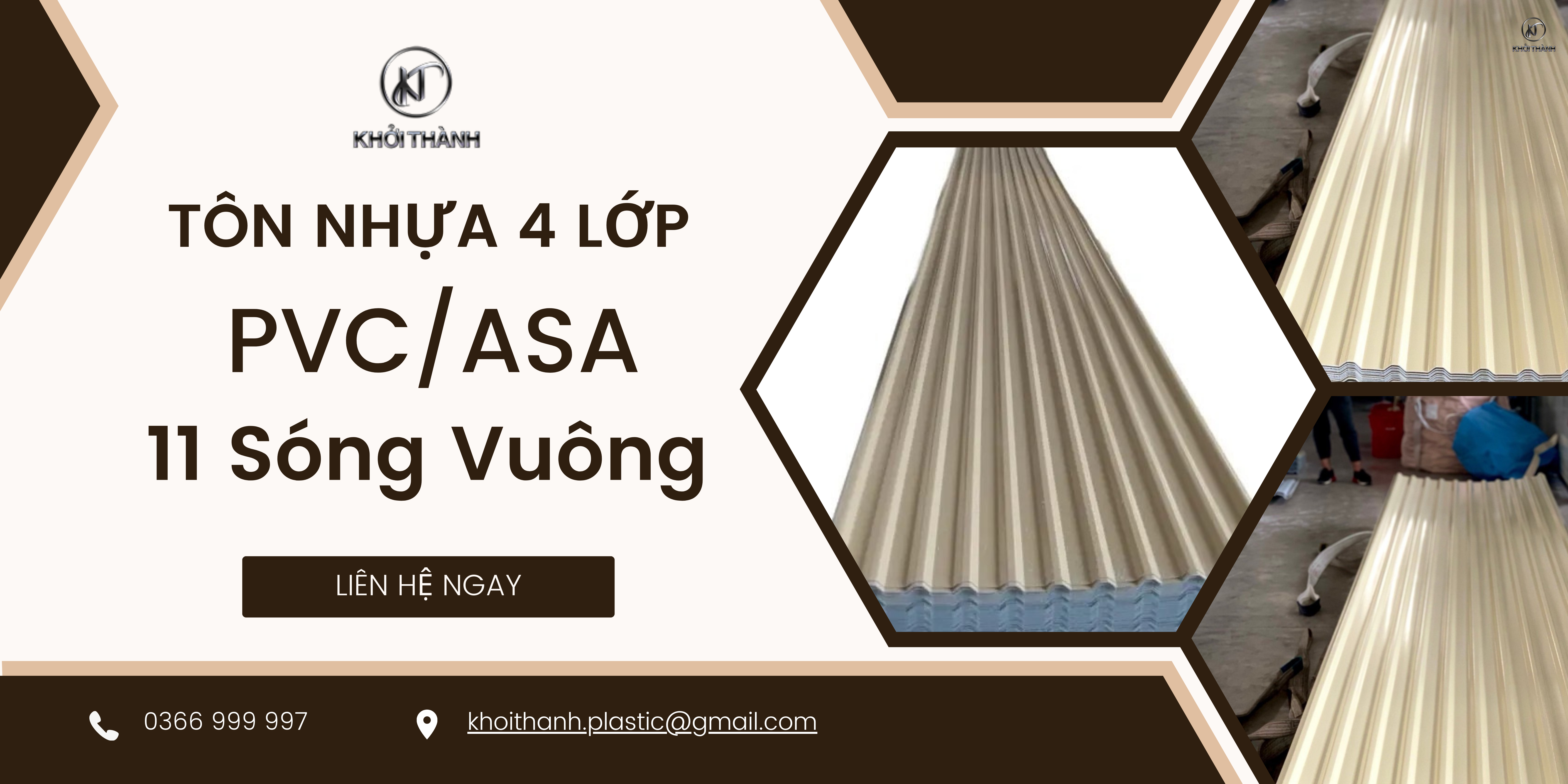 Tôn Nhựa 4 Lớp PVC/ASA 11 Sóng Vuông