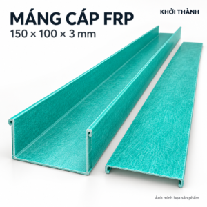 Máng cáp FRP có nắp 150 × 100 × 3 mm màu xanh ngọc – ảnh minh họa Khởi Thành