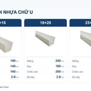 Máng xối nhựa chữ U ba quy cách – ảnh minh họa Khởi Thành