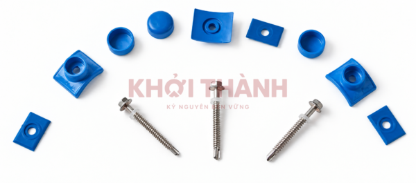 Ảnh minh họa Nắp chụp đầu vít nhựa và vít kim loại Khởi Thành màu xanh dương