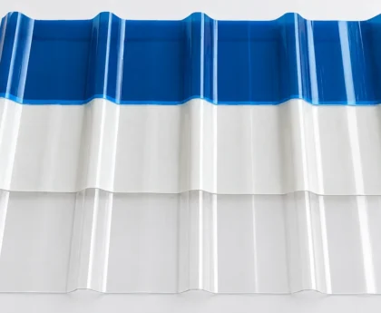 Tấm lấy sáng composite FRP ba màu xanh, trắng sữa và trong — ảnh minh họa từ mẫu