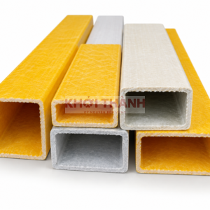 Ảnh minh họa xà gồ composite FRP hộp chữ nhật vàng xám và trắng Khởi Thành